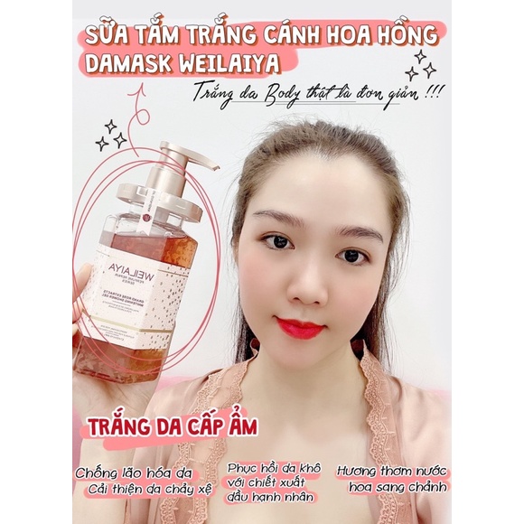 Test mini Sữa tắm Weilaiya tuỷ mật Hoa Hồng Damask 9ml