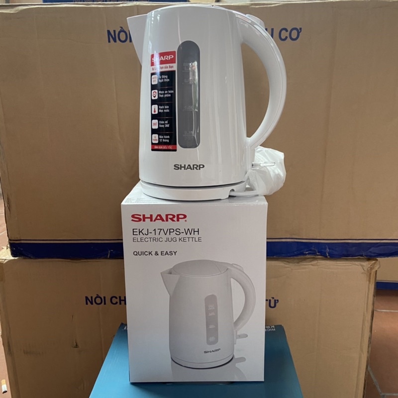 Ấm Siêu Tốc sharp Dung Tích 1,7L Chế Độ An Toàn Tự Tắt Nước Khi Sôi Bảo Hành 12 Tháng