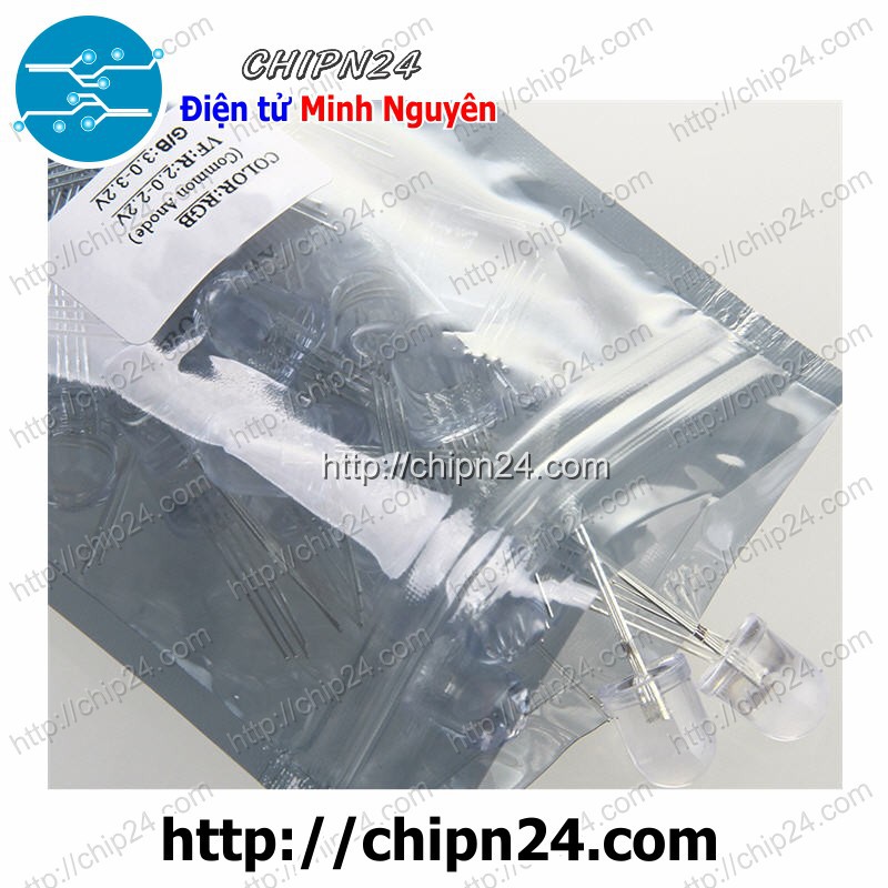 [5 CON] (TK1) Led 10mm Trong 7 Màu RGB 4 chân A chung