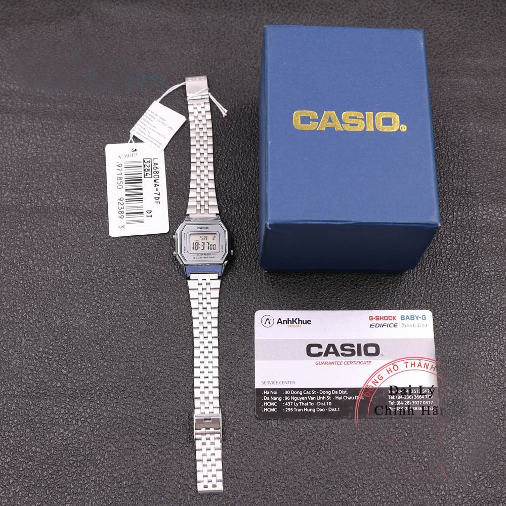 Đồng hồ điện tử nữ dây kim loại Casio Standard LA680WA-7DF chĩnh hãng Anh Khuê