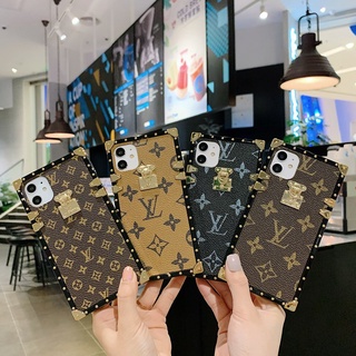 Ốp điện thoại da vuông in logo LV sang trọng cho Samsung Galaxy A51 A71 4G 5G A11 A31 A21 A20S A20 A30 A10S A10 A01 A40S
