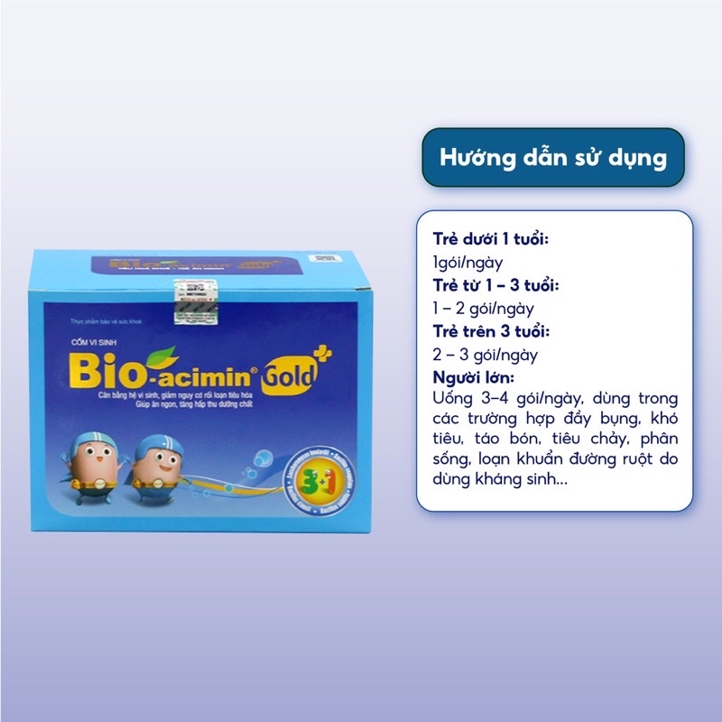 Cốm vi sinh Bio acimin Gold hỗ trợ trẻ ăn ngon tự nhiên bổ sung vi chất và các amin thiết yếu hộp 30 gói