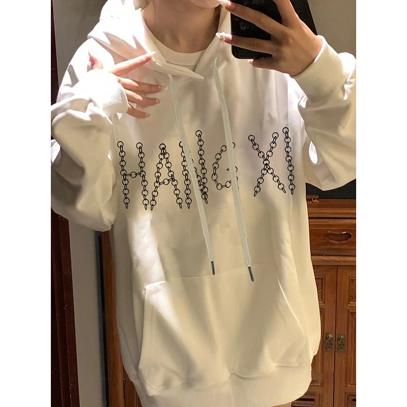 NRVP Áo Khoác Hoodie Tay Dài Dáng Rộng In Họa Tiết Phong Cách Hàn Quốc Dành Cho Nam Nữ
