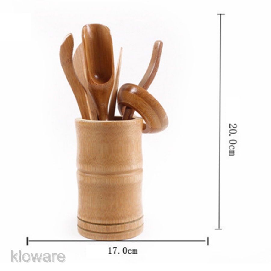 Set 6 dụng cụ pha trà bằng gỗ tre phong cách Trung Hoa