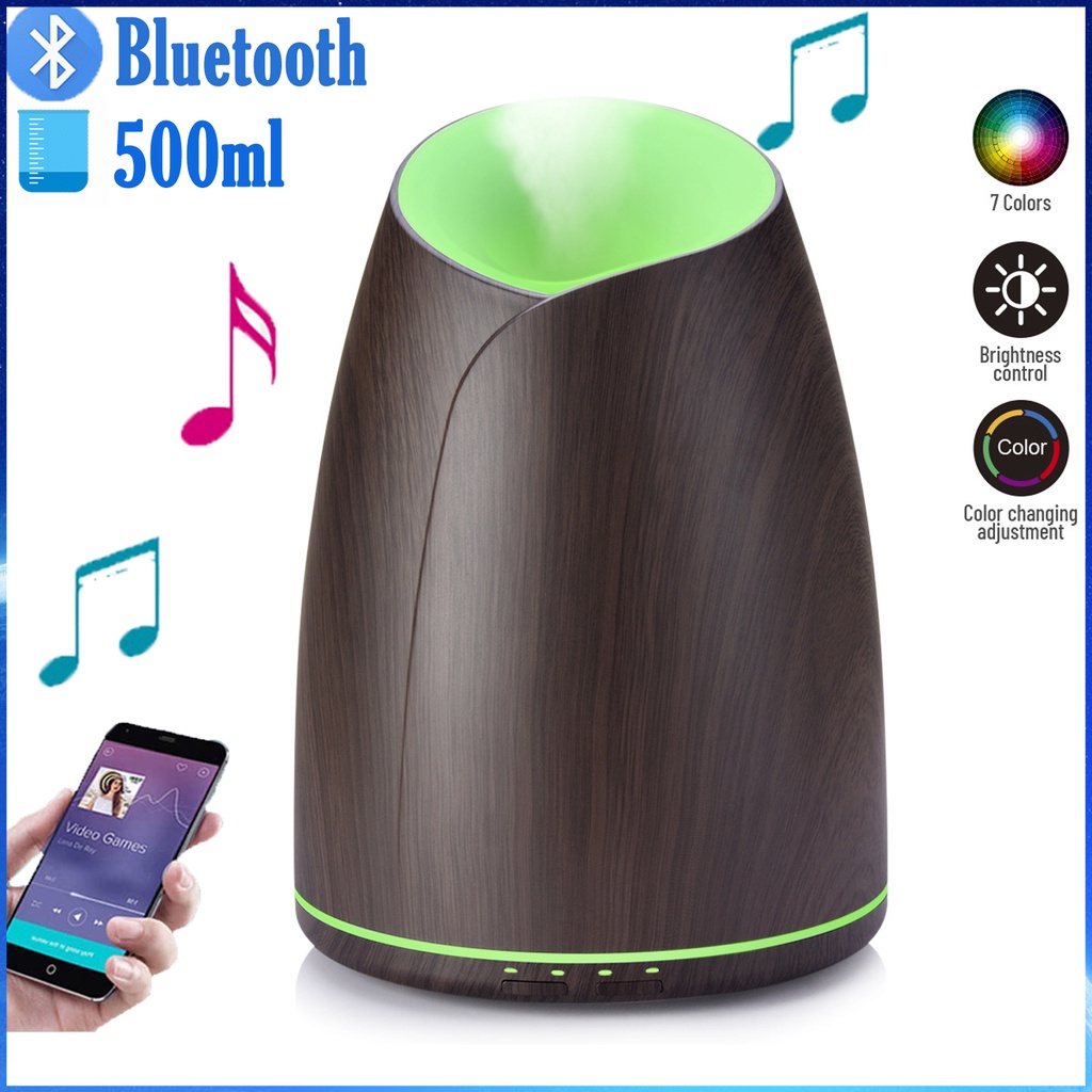 Máy Xông Tinh Dầu Có Loa Bluetooth Nghe Nhạc Tặng 3 chai Tinh Dầu Sả Chanh + Bạc Hà + Quế. Máy Khuếch Tán Tinh Dầu 500ML