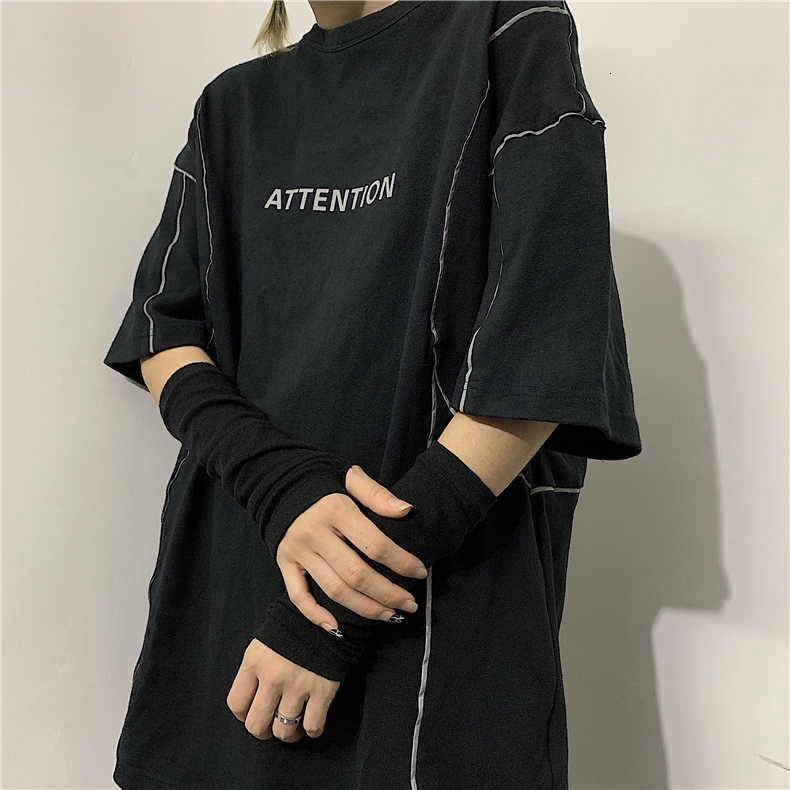 [Giao Hàng Miễn Phí] Áo Thun Tay Ngắn Màu Tối Phong Cách Yamamoto 225800Găng Tay Dài Ninja Thời Trang Unisex