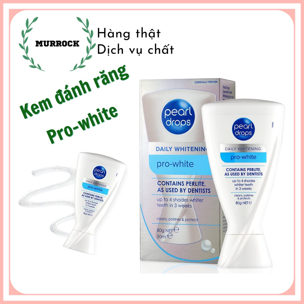 Kem đánh răng Pearl Drops Daily Whitening Pro-White trắng răng 50ml (80g) UK Anh Quốc