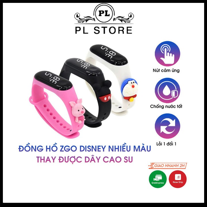 Đồng Hồ ZGO DISNEY nhiều màu thay được dây cao su miband 3 4 mẫu nam nữ unisex cho trẻ em thể thao