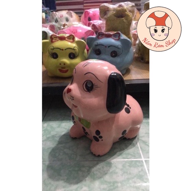 Lợn tiết kiệm Sứ, trang trí, deco hình Cún cute Size to