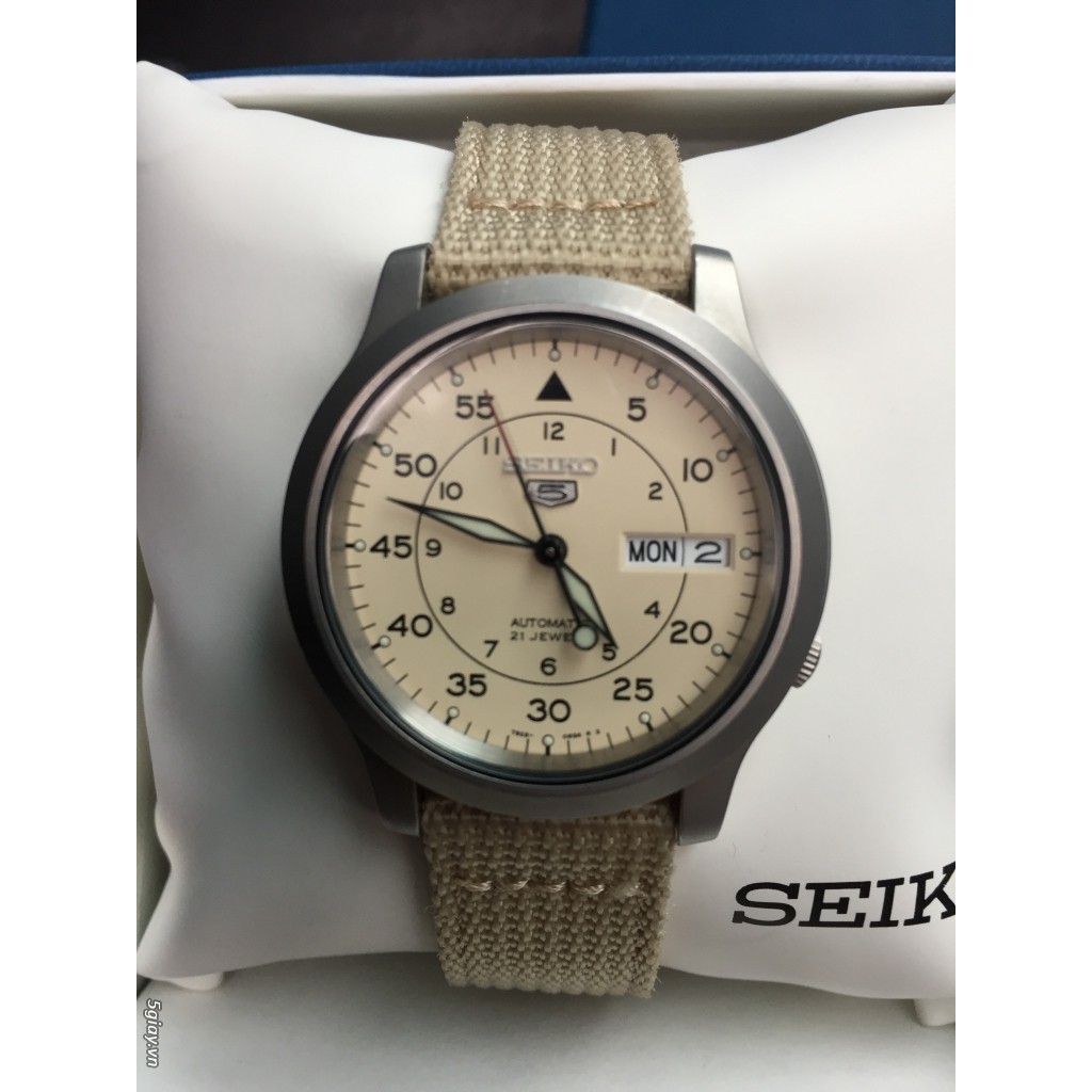 Đồng hồ nam Seiko quân đội Máy Cơ SNK803K2S Dây Nato - Mặt Màu Be - Bảo Hành Chính Hãng 18 Tháng