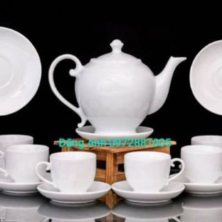 Bộ ấm chén trắng MINH LONG Bát Tràng