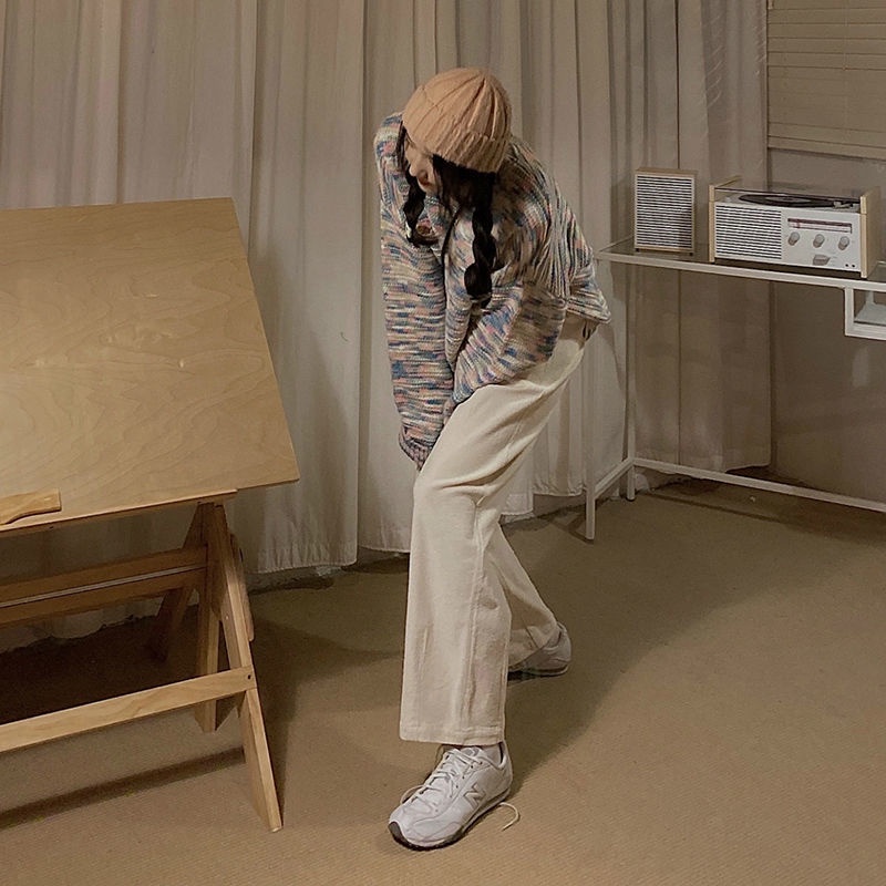 Xiaozhainv Quần dài XIAO ZHAI NV lưng cao ống rộng màu trơn phong cách retro Hàn Quốc dành cho nữ