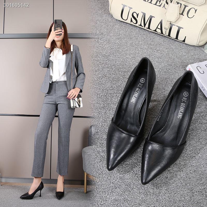 2021 spring and summer new dress all-match professional high-heeled shoes female stiletto single shoes pointed toe temperament work black