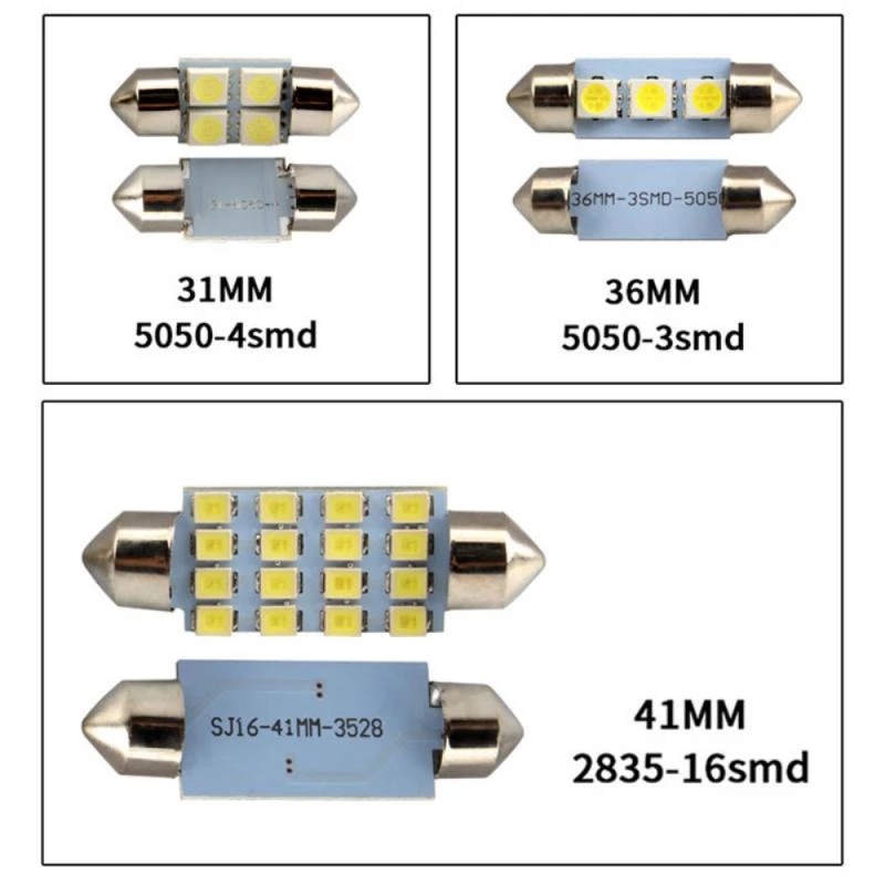 Set 14 đèn LED 1157 T10 31/36/41mm gắn biển số xe ô tô