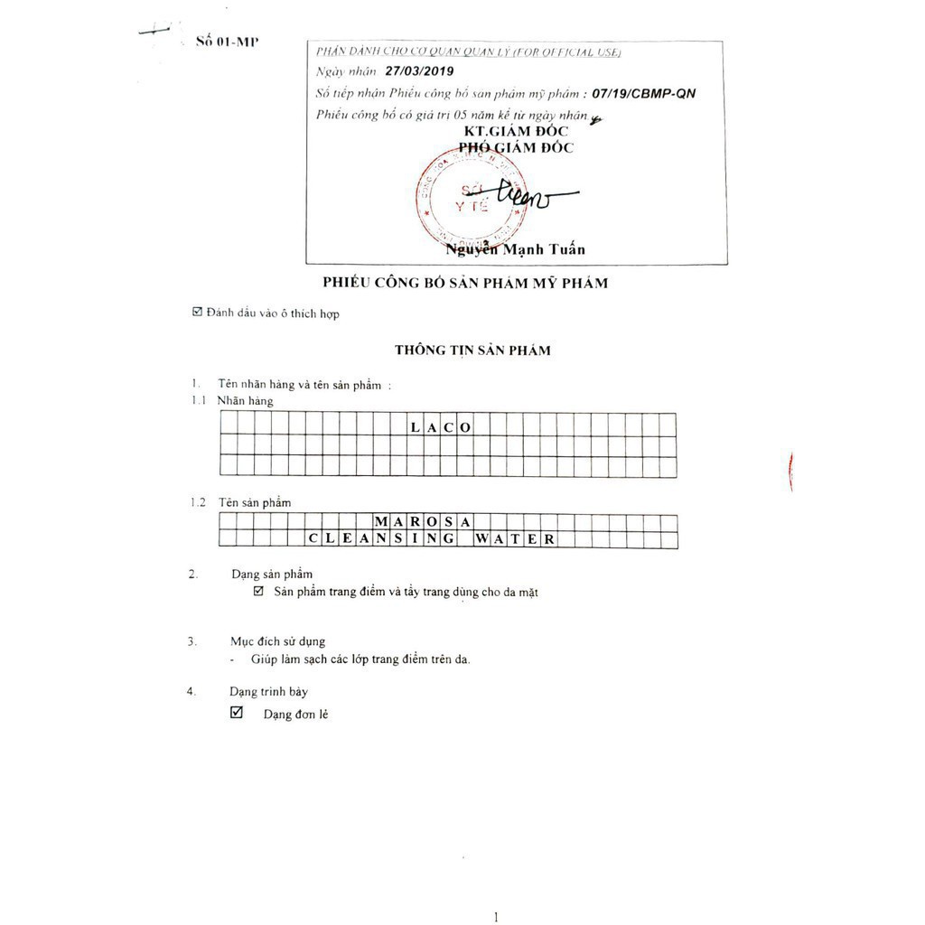 Tẩy trang DNA Laco - Tẩy trang Marosa Laco