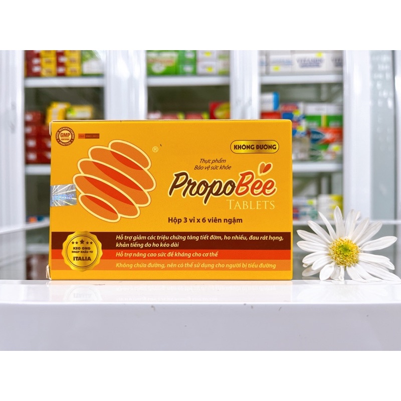 Viên ngậm ho Propobee giúp tăng sức đề kháng giảm ho và đau rát họng (Hộp 18 viên)