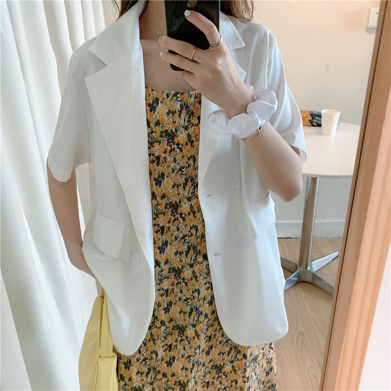 Áo blazer ngắn tay thời trang Hàn quốc/Áo blazer ngắn tay túi nắp - Áo Blazer ngắn tay thời trang Hàn Quốc dễ phối