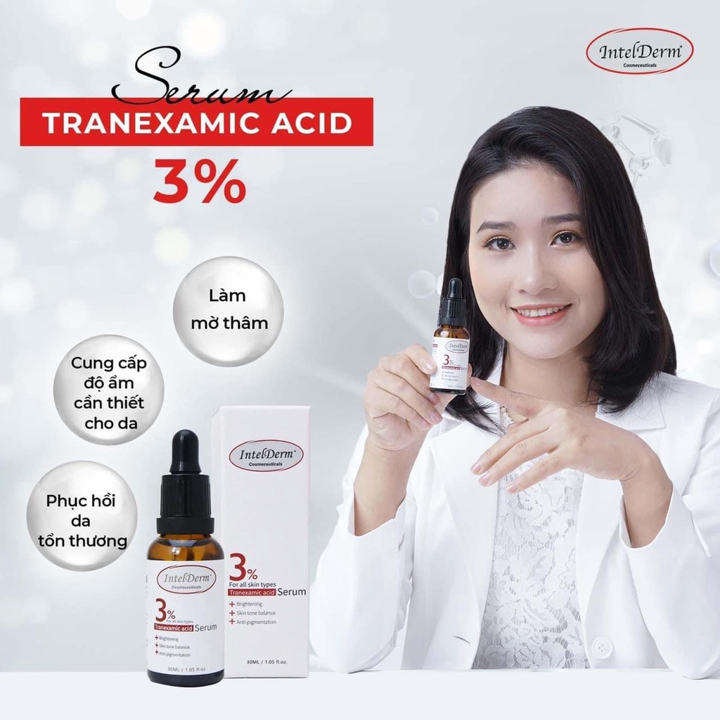 Serum cấp ẩm phục hồi và sáng da IntelDerm 3% Tranexamic Acid Serum 30ml - 5ml