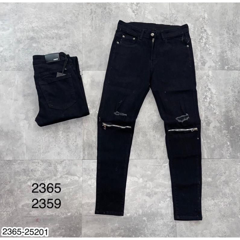 Quần Jean Nam Ami Phối Khoá Rách Gối Siêu Chất - Quần Bò Nam Mix Khóa Cao Cấp