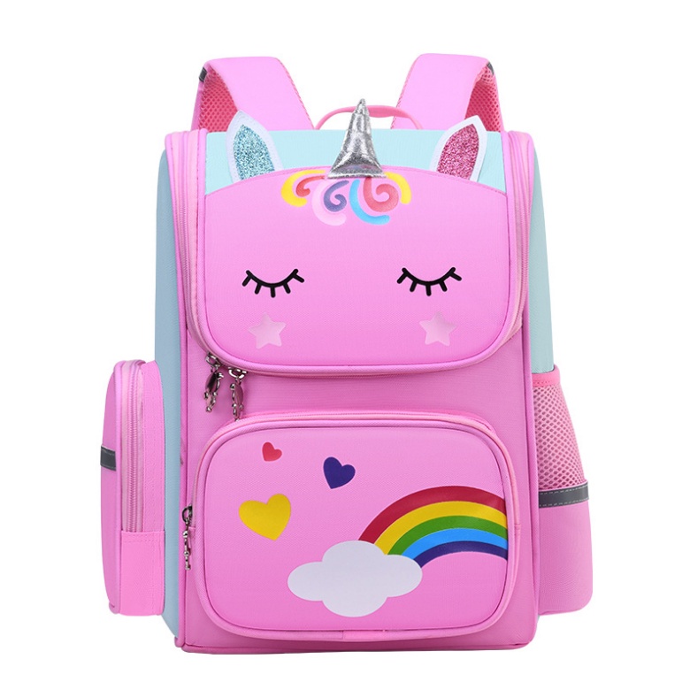 Ba Lô In Hình Kỳ Lân Dễ Thương Trọng Lượng Nhẹ Chống Thấm Nước Cho Bé Gái