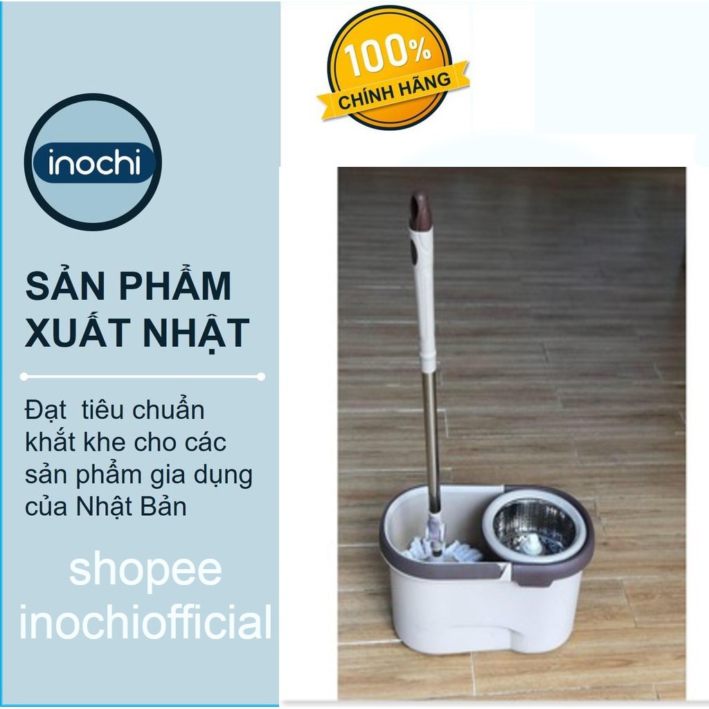 Bộ cây lau nhà xoay 360 độ lồng inox Inochi