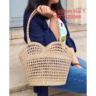 (Siêu hót) làn cói, giỏ cói miệng tim cực xinh