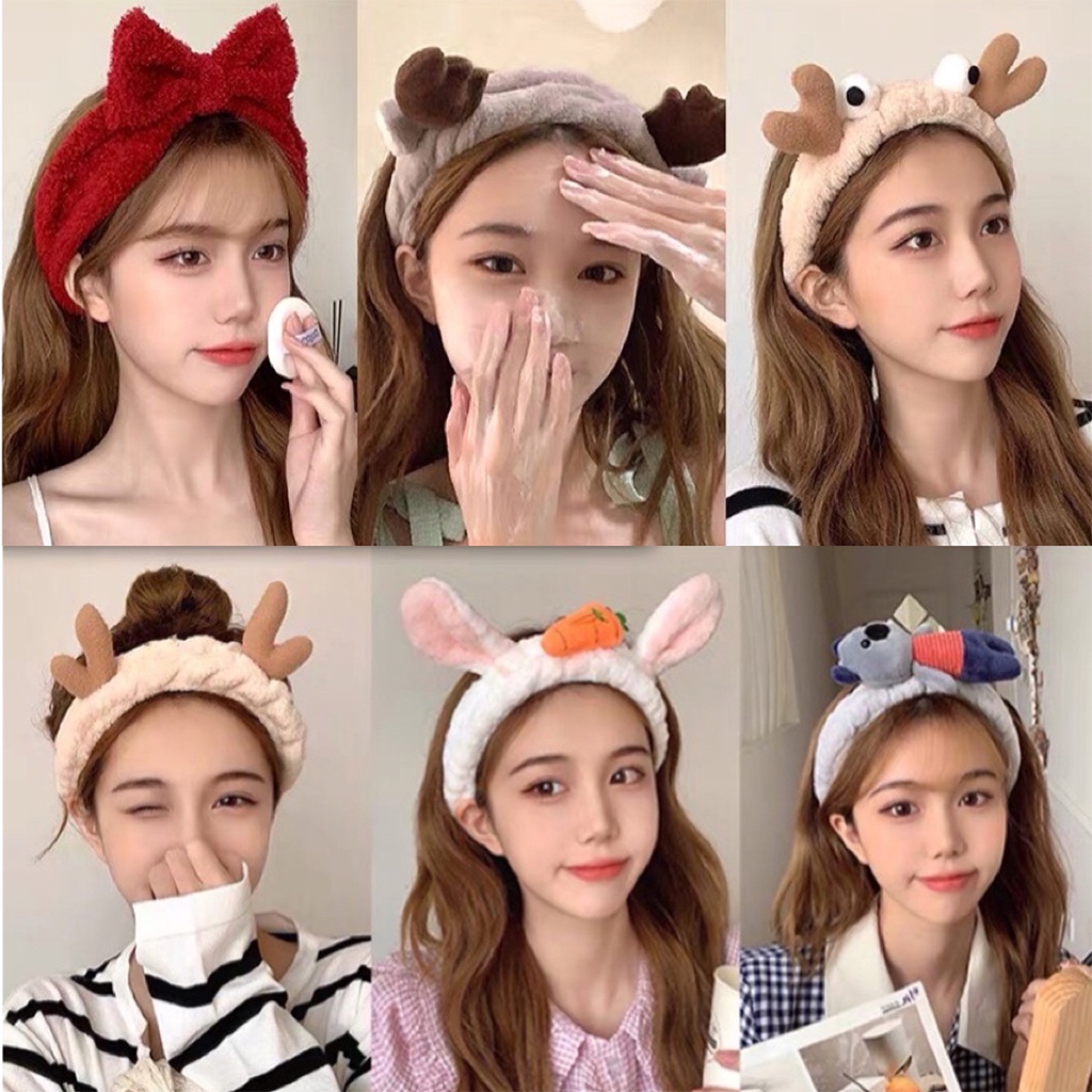 Băng đô tai động vật dễ thương nhiều kiểu tùy chọn phong cách Hàn Quốc cho nữ mang khi rửa mặt