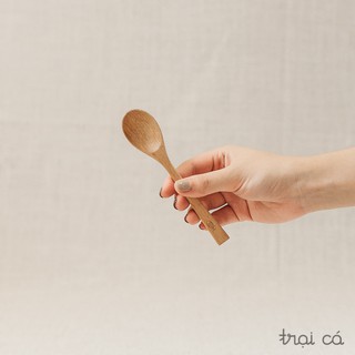 Thìa gỗ oval nhỏ (14cm) gỗ trắc / gỗ beech, thìa thủ công tinh xảo, bền đẹp, an toàn cho sức khỏe khi dùng hàng ngày