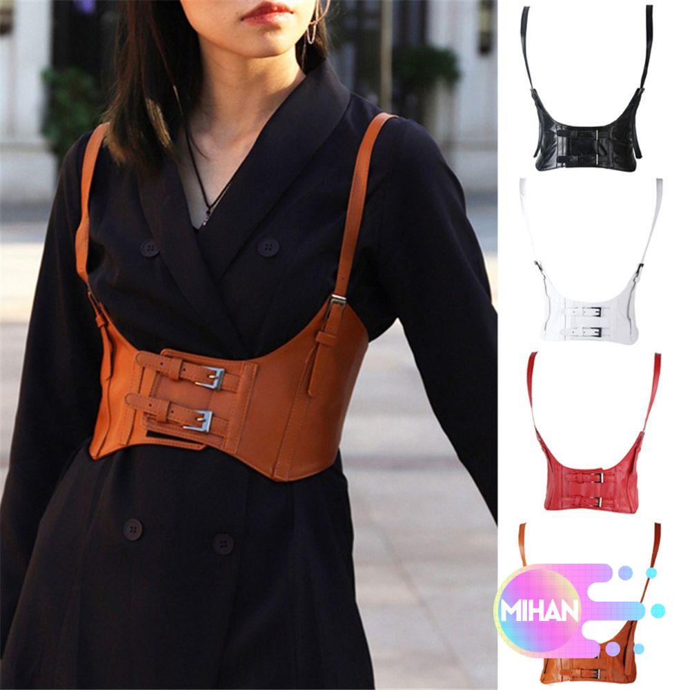 Đai nịt bụng giả da màu trơn tùy chỉnh phong cách gothic cổ điển thời trang cho nữ mihan1