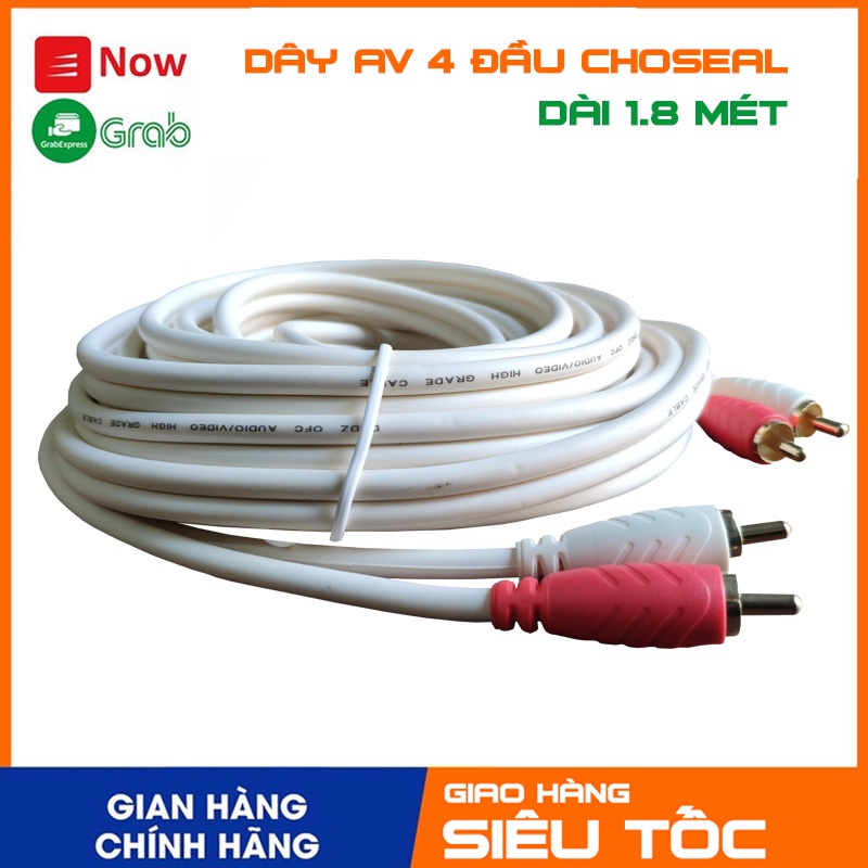 Cáp AV 4 đầu hoa sen (RCA) cao cấp CHOSEAL dài 1.8 mét