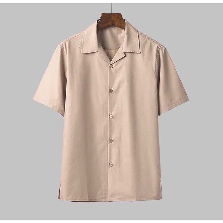Áo sơ mi ngắn tay nam nữ cổ vest form rộng chất cotton lụa thoáng mát, không nhăn không bai xù