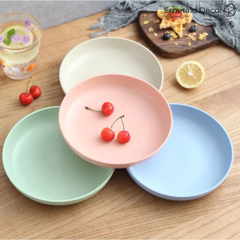 Đĩa nhựa lúa mạch tròn to 20cm, đĩa đựng thức ăn rộng tròn gọn nhẹ | BigBuy360 - bigbuy360.vn