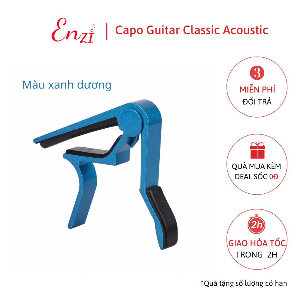 Kẹp capo nhỏ guitar classic acoustic kim loại màu xanh dương Enzi lên tông hạ tông dùng cho mọi loại đàn ghita