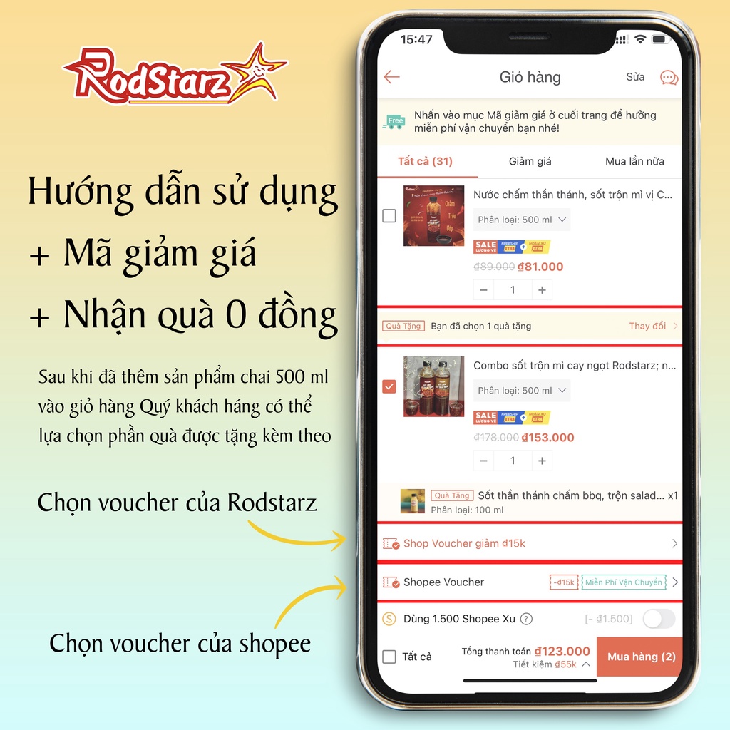 Combo nước chấm hải sản, sốt ướp thịt nướng, sốt mì trộn cay RODSTARZ - Nước chấm thịt nướng Chua Cay và Muối Ớt Xanh