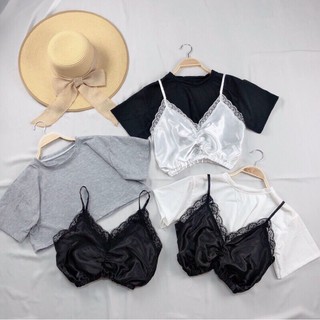 set croptop áo phi bóng rút dây mặc được 2 kiểu (ảnh thật)