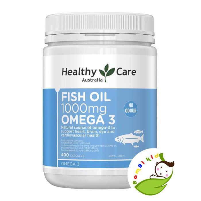  Dầu Cá Fish Oil Healthy Care Omega-3 1000mg, lọ 400 viên