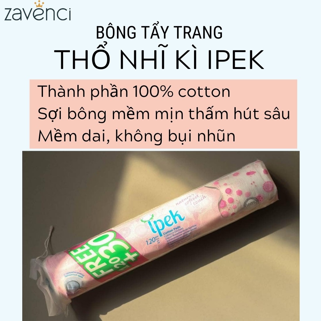 Bông Tẩy Trang IPEK THỔ NHĨ KÌ Công Nghệ Dệt 2 Lớp Tẩy Trang Hiệu Quả (130 miếng)