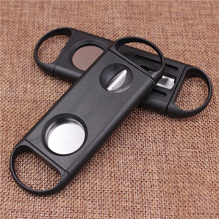 Dụng cụ, Dao cắt Xì gà - Cigar 2 chức năng V, bằng nhựa ABS đen, Cigar Cutter 2 funtion tools.