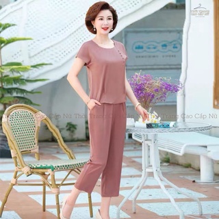 Đồ Bộ Trung Niên Nữ Cho Mẹ Cho Bà Bigsize Vải Lụa Cao Cấp Mềm Mịn Không Nhăn Màu Sắc Nhã Nhặn Thanh Lịch TN3