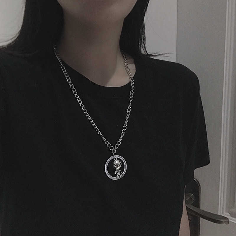 Titanium steel alien necklace women short paragraph chain couple