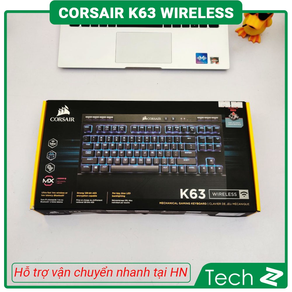 Bàn phím cơ Corsair K63 Wireless Cherry MX Red (USB/Blue Led)