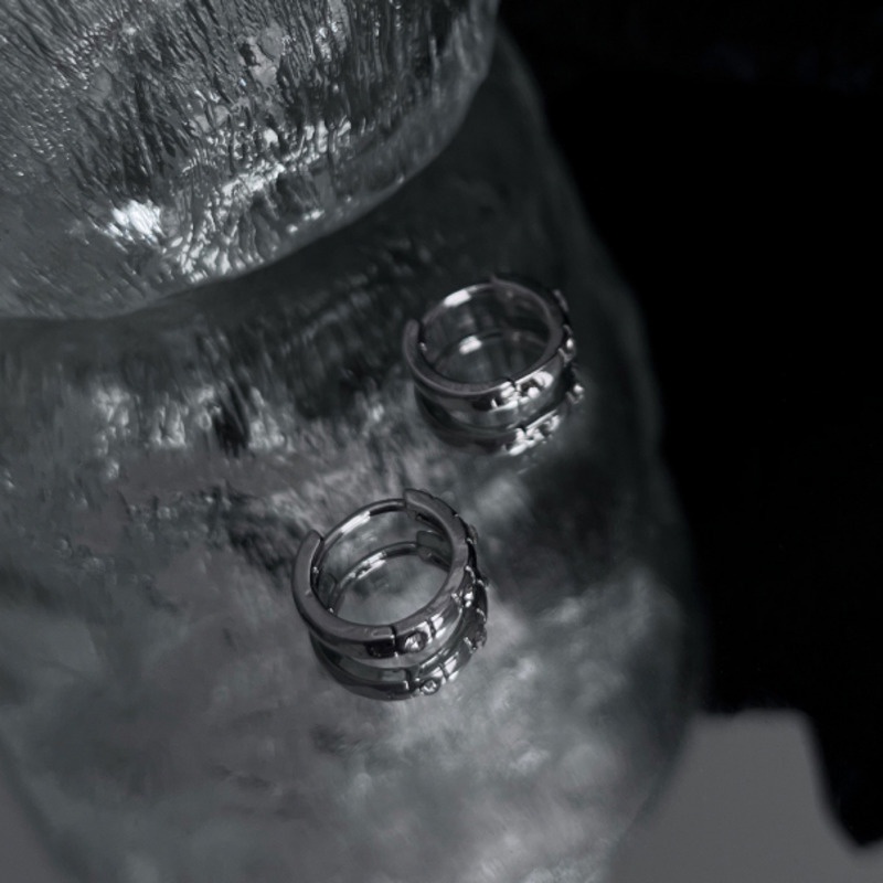 Bông tai chuôi bạc 925 hình vòng tròn đính kim cương phong cách Hàn Quốc sang trọng 19A1589