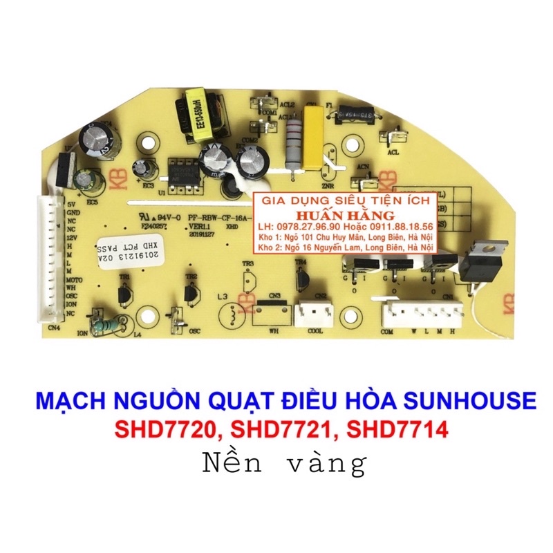 Mạch nguồn quạt, mạch hiển thị , motor đảo gió, điều khiển quạt điều hòa Sunhouse SHD7720 SHD7721 SHD7714