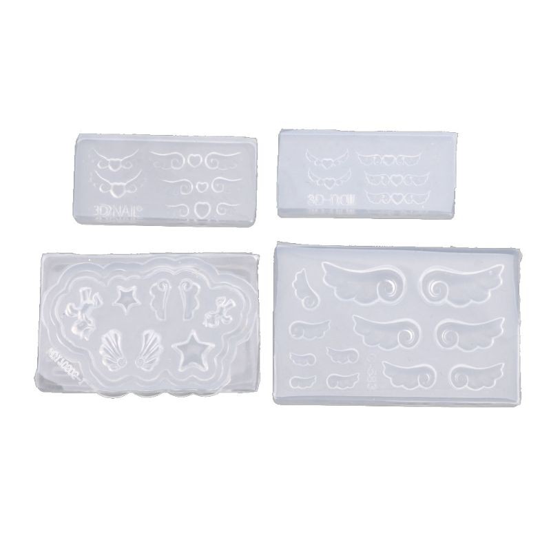 Set 4 khuôn silicon làm phụ kiện trang trí móng tay