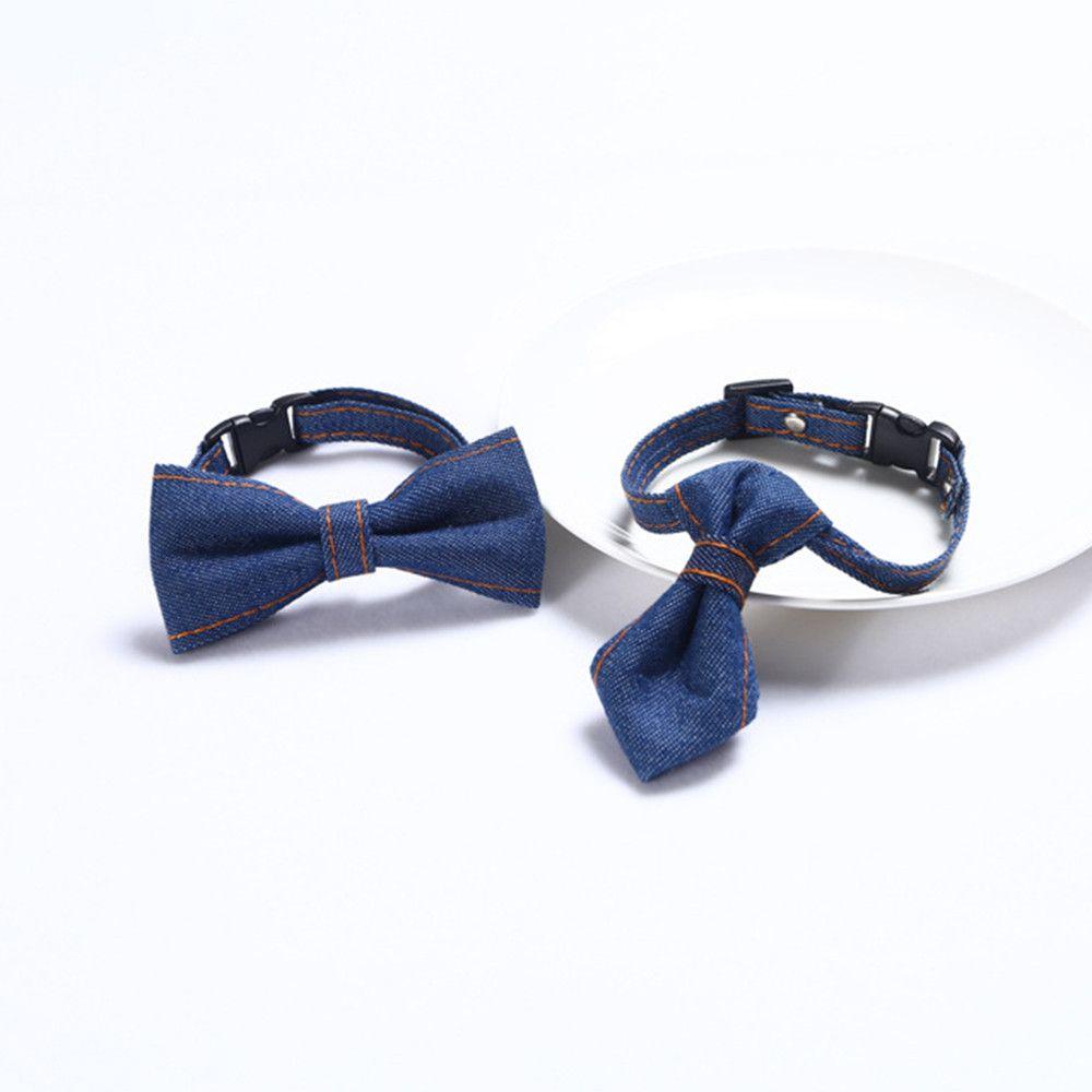 Vòng Cổ Denim Thắt Nơ Có Thể Điều Chỉnh Cho Thú Cưng