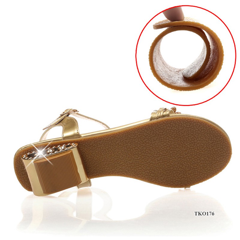 Dép thời trang nữ sang trọng, Dép cao gót sành điệu, đính đá, cao 4cm, chống trơn, đi làm, chơi TKO176