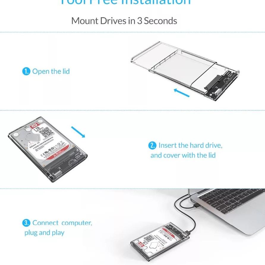 Hộp Đựng Ổ Cứng Ngoài Hdd / Ssd Trong Suốt 2.5 "Usb 3.0 Sata | BigBuy360 - bigbuy360.vn