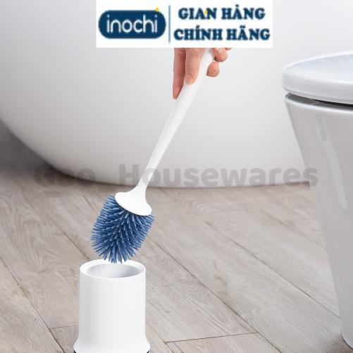 Chổi cọ toilet đầu SILICON Kirei Inochi, vệ sinh nhà tắm, cọ bồn cầu, cọ nhà vệ sinh, cọ toilet, có hộp đựng &amp; dán tường