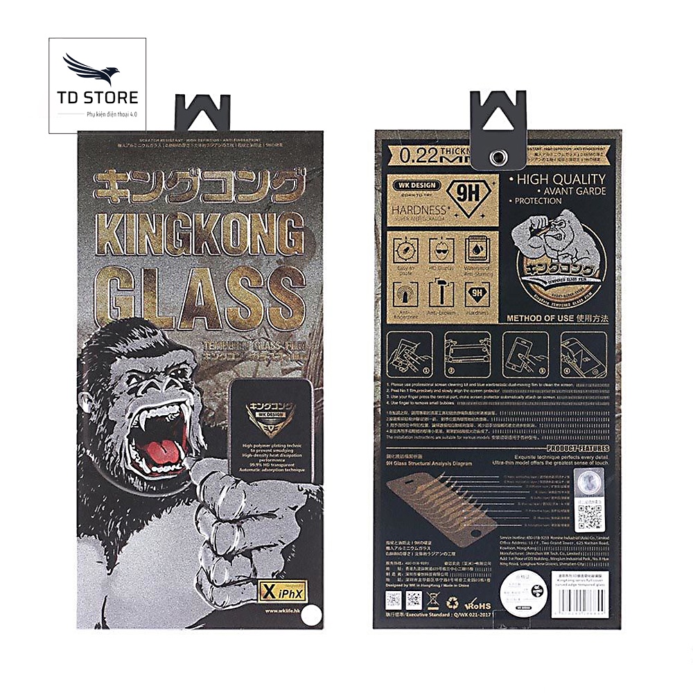 Kính cường lực Kingkong Glass , Hàng Chính Hãng, miếng dán full màn dành cho các dòng iphone-TD store