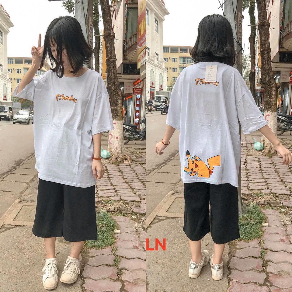 Set áo pikachu và quần ống rộng siêu đẹp